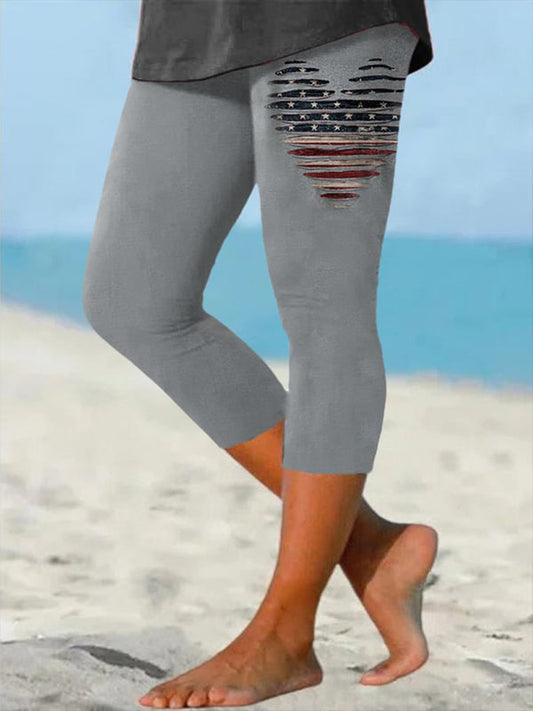 Women's Independence Day Love Flag Seven-minute Bottoms