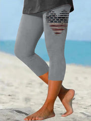 Women's Independence Day Love Flag Seven-minute Bottoms