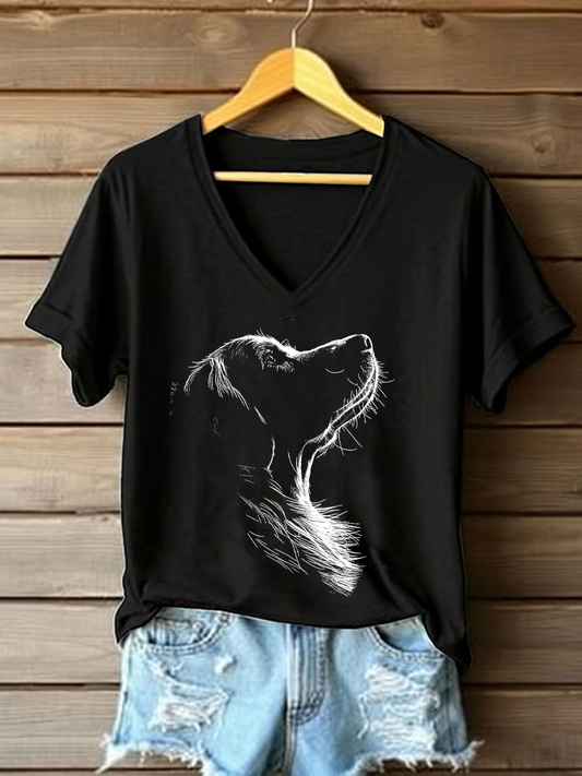 Women's Golden Retriever Printed Casual T-shirt