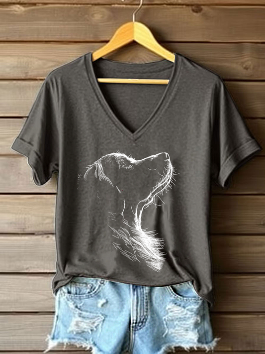 Women's Golden Retriever Printed Casual T-shirt