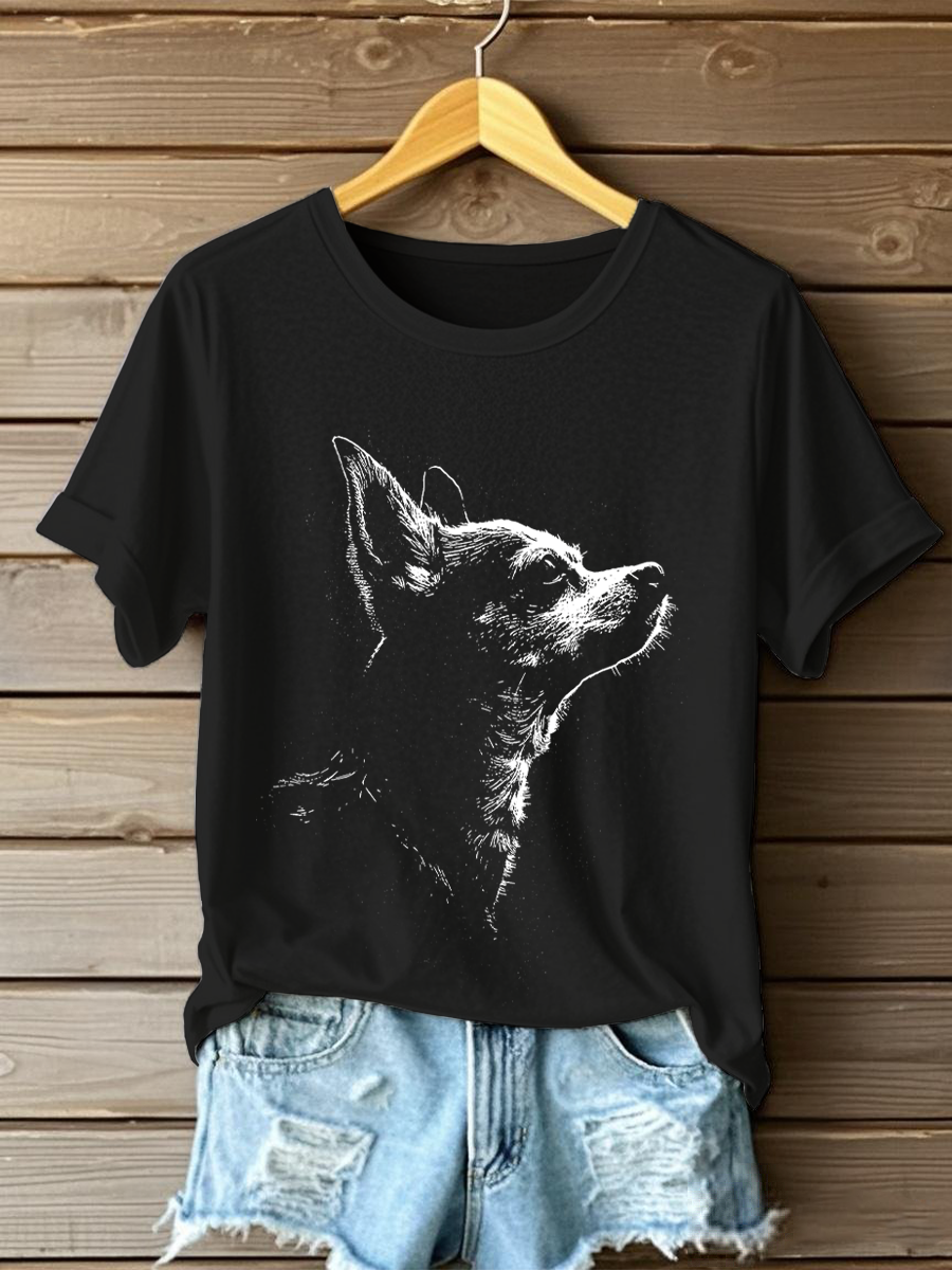 Women's Chihuahua Print Casual T-Shirt