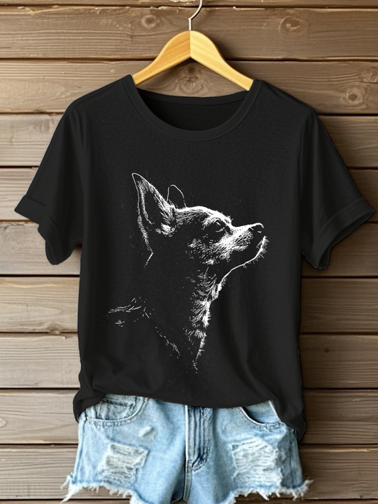 Women's Chihuahua Print Casual T-Shirt