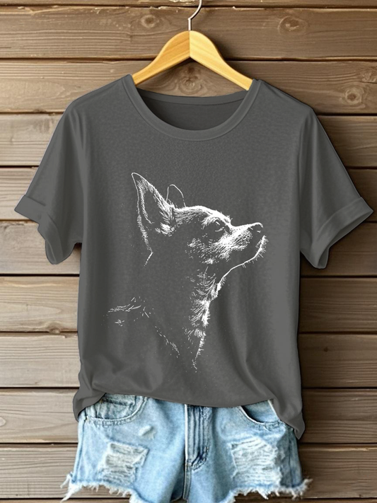 Women's Chihuahua Print Casual T-Shirt