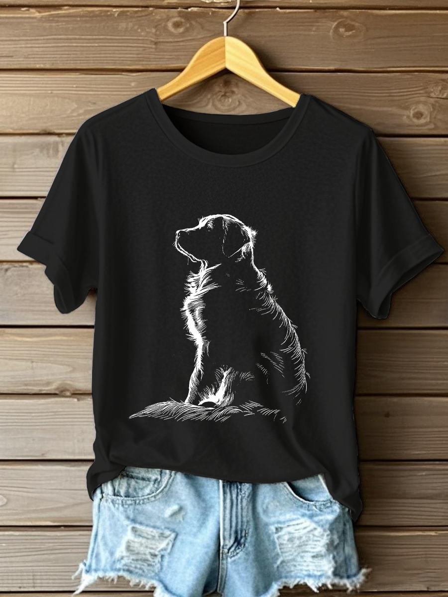 Women's Golden Retriever Printed Casual T-shirt