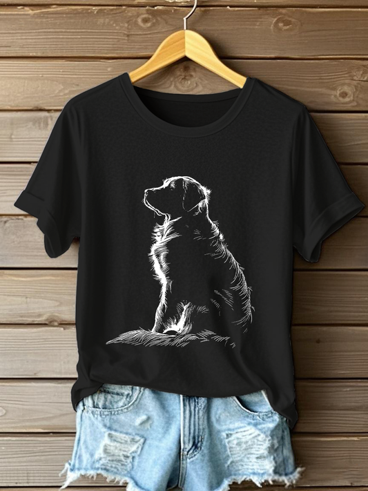 Women's Golden Retriever Printed Casual T-shirt