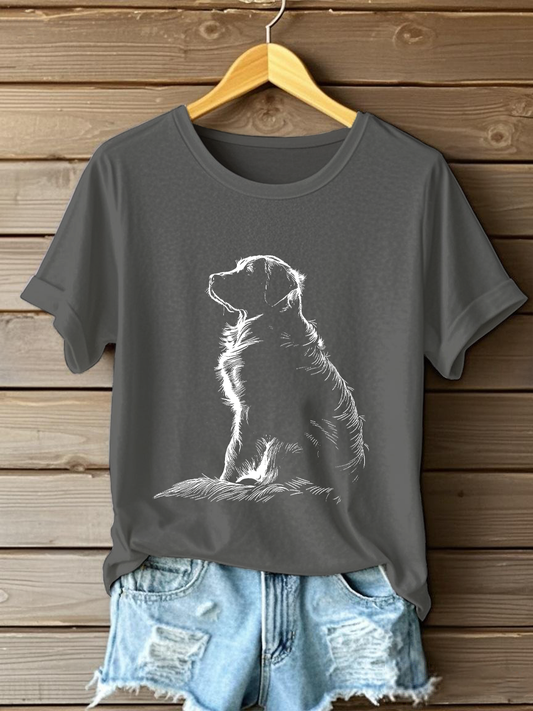 Women's Golden Retriever Printed Casual T-shirt