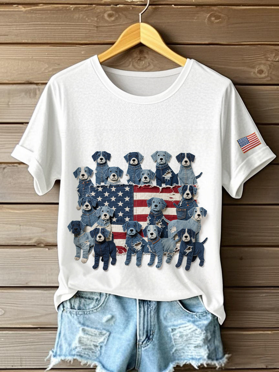 Women's Flag Dog T-shirt
