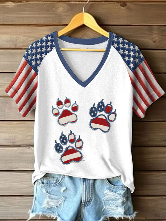 Women's Flag Dog Paw T-shirt