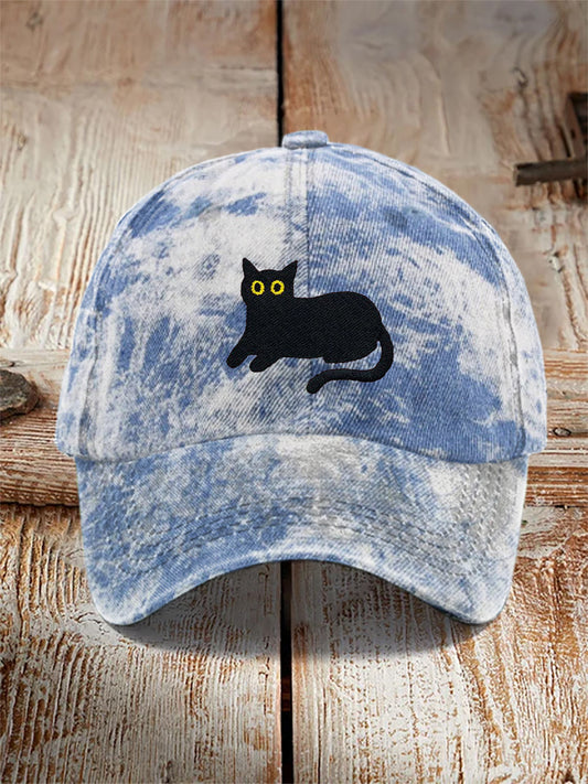 Black cat print unisex hats