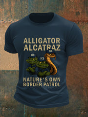 Men's Retro Alligator Alcatraz Funny Florida Everglades Dark Humor Tee
