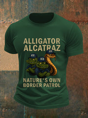 Men's Retro Alligator Alcatraz Funny Florida Everglades Dark Humor Tee