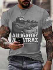 Men's Retro Funny Alligator Alcatraz Gator Enforcement Tee