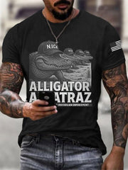 Men's Retro Funny Alligator Alcatraz Gator Enforcement Tee