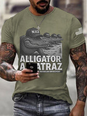 Men's Retro Funny Alligator Alcatraz Gator Enforcement Tee