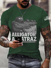 Men's Retro Funny Alligator Alcatraz Gator Enforcement Tee