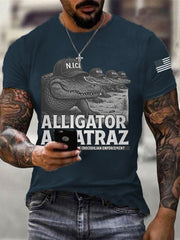 Men's Retro Funny Alligator Alcatraz Gator Enforcement Tee