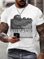 Men's Retro Funny Alligator Alcatraz Gator Enforcement Tee