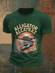 Men's Retro Alligator Alcatraz Funny Florida Everglades Dark Humor Tee