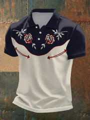 Men's Retro Western Floral Print Casual Top