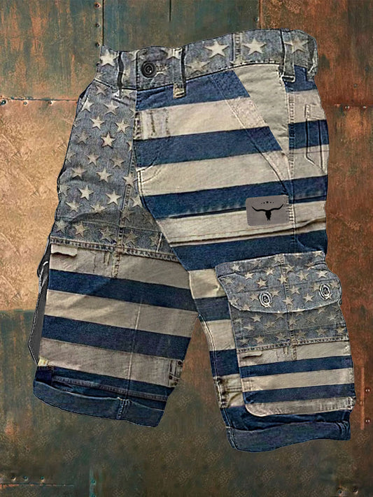 Men's western style cargo shorts