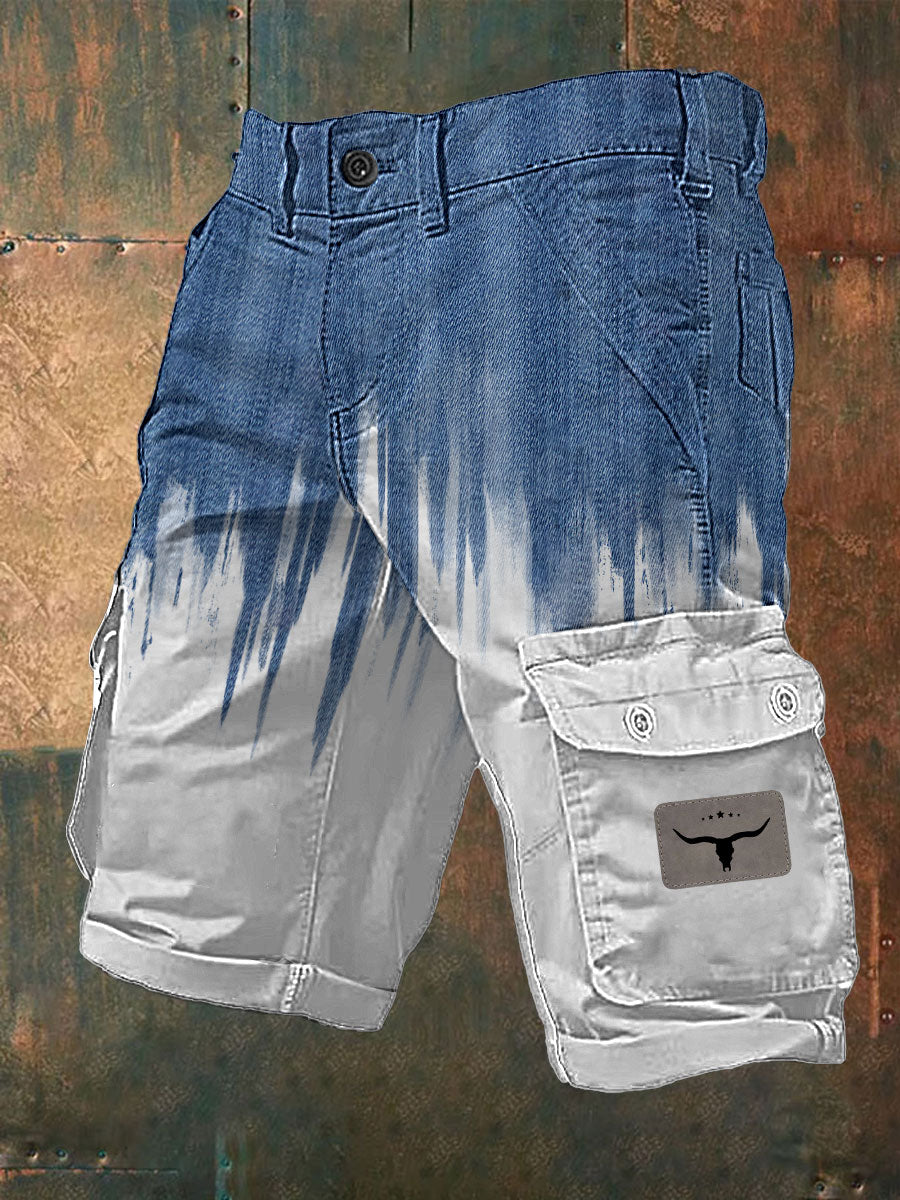 Men's western style cargo shorts