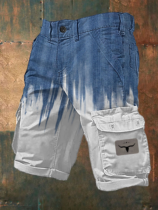 Men's western style cargo shorts