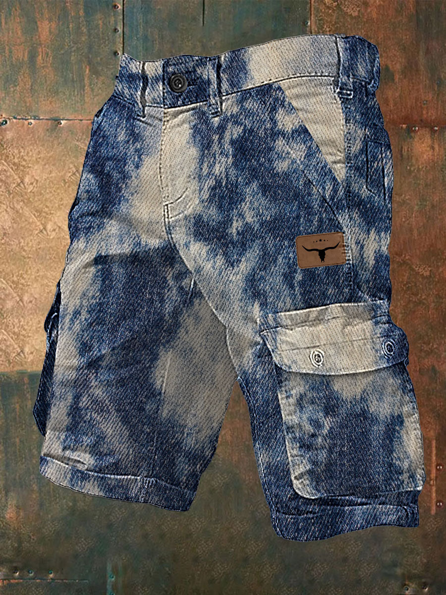 Men's western style cargo shorts