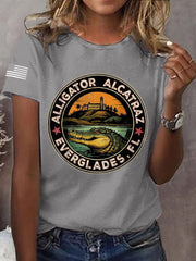 Women's Retro Alligator Alcatraz Funny Florida Everglades Dark Humor Tee