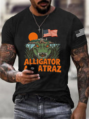 Men's Retro Alligator Alcatraz Funny Florida Everglades Dark Humor Tee