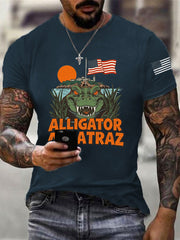 Men's Retro Alligator Alcatraz Funny Florida Everglades Dark Humor Tee