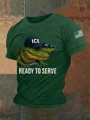 Men's Retro Funny Ready To Serve Alligator Alcatraz Florida Everglades Dark Humor Tee