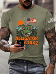 Men's Retro Alligator Alcatraz Funny Florida Everglades Dark Humor Tee