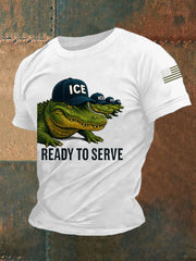 Men's Retro Funny Ready To Serve Alligator Alcatraz Florida Everglades Dark Humor Tee