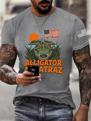 Men's Retro Alligator Alcatraz Funny Florida Everglades Dark Humor Tee