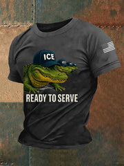 Men's Retro Funny Ready To Serve Alligator Alcatraz Florida Everglades Dark Humor Tee