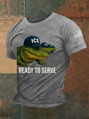 Men's Retro Funny Ready To Serve Alligator Alcatraz Florida Everglades Dark Humor Tee