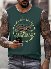 Men's Retro Alligator Alcatraz Funny Florida Everglades Dark Humor Tank Top
