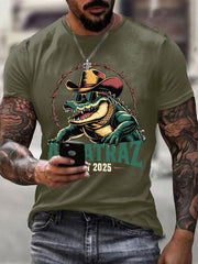 Men's Retro Alligator Alcatraz Funny Florida Everglades Dark Humor Short Sleeve Tee
