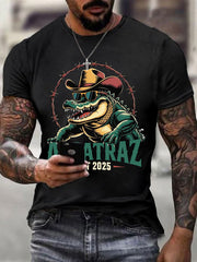 Men's Retro Alligator Alcatraz Funny Florida Everglades Dark Humor Short Sleeve Tee