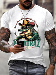 Men's Retro Alligator Alcatraz Funny Florida Everglades Dark Humor Short Sleeve Tee