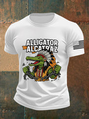 Men's Retro Alligator Alcatraz Funny Florida Everglades Dark Humor Short Sleeve Tee