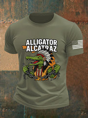 Men's Retro Alligator Alcatraz Funny Florida Everglades Dark Humor Short Sleeve Tee