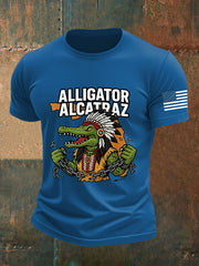 Men's Retro Alligator Alcatraz Funny Florida Everglades Dark Humor Short Sleeve Tee