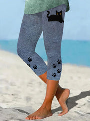 Women's black cat print leggings