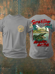 Men's Alligator Alcatraz Funny Florida Everglades Dark Humor Printed T-shirt