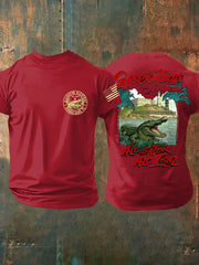 Men's Alligator Alcatraz Funny Florida Everglades Dark Humor Printed T-shirt