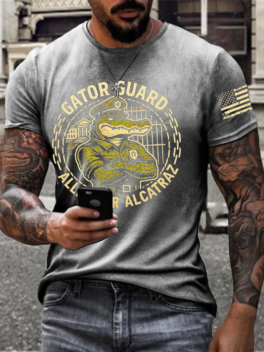 Men's Alligator Alcatraz Funny Florida Everglades Dark Humor Printed T-shirt