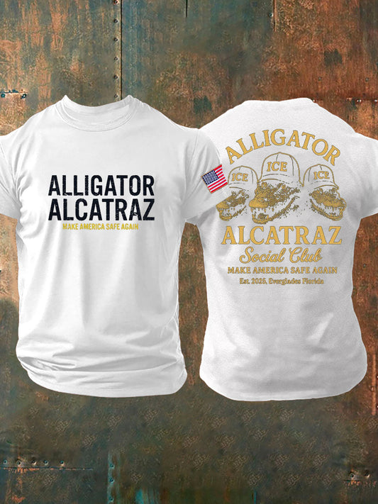 Men's Unisex Retro Alligator Alcatraz Funny Florida Everglades Dark Humor T-shirt