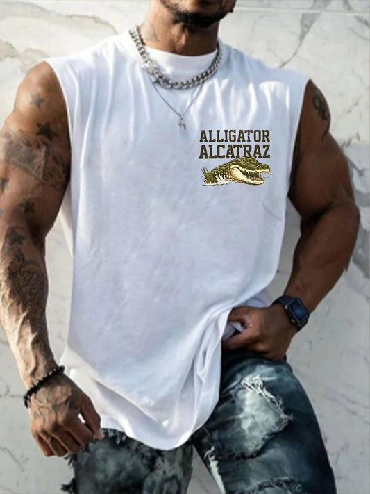 Men's Retro Alligator Alcatraz Funny Florida Everglades Dark Humor Vests