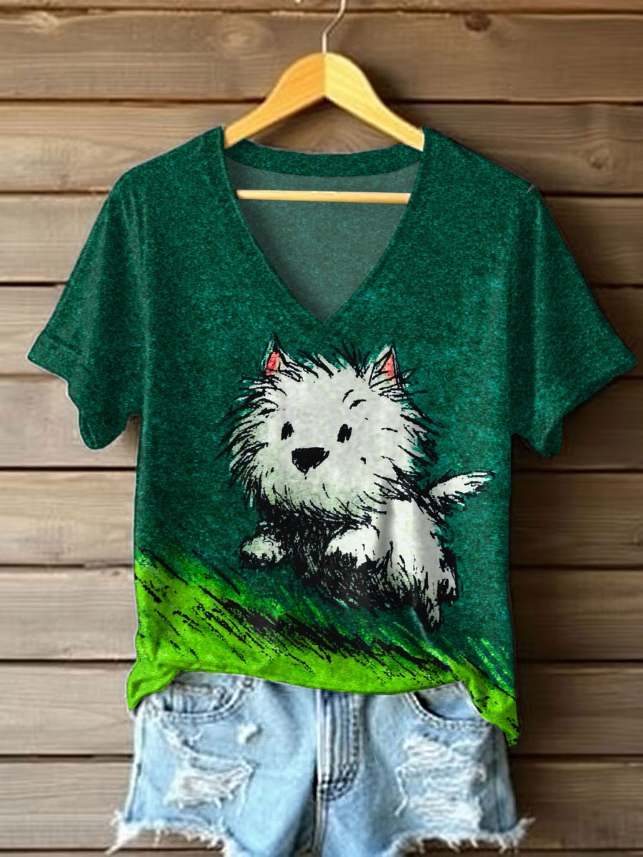 Women's Dog Art Print T-Shirt